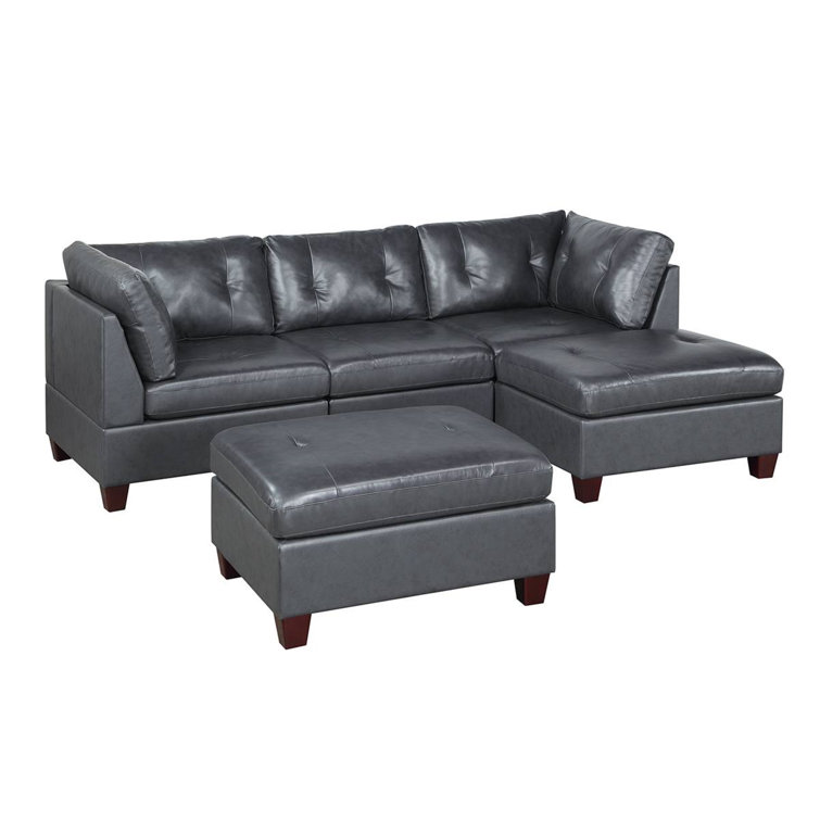 F&L Homes Studio 5 Piece Leather Sectional Wayfair